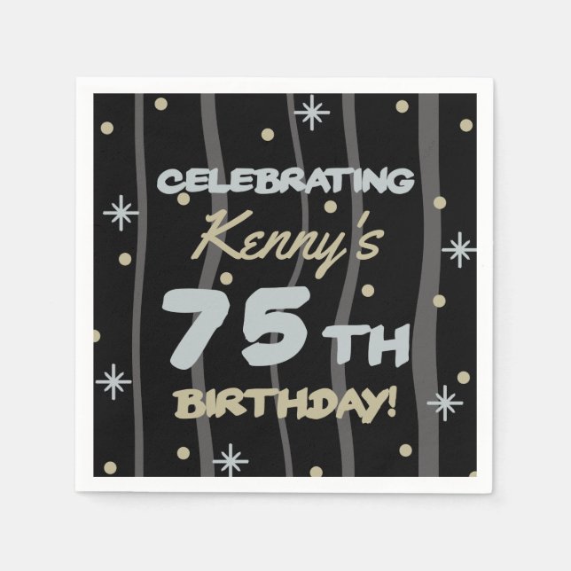 75th Birthday Party Add Your Name Napkin (Front)