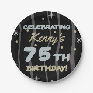 75th Birthday Party Add Your Name Paper Plate