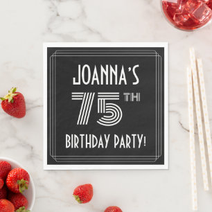 75th Birthday Party: Art Deco Style + Custom Name Napkin