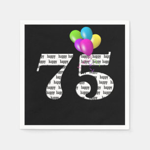 75th birthday party balloons napkin