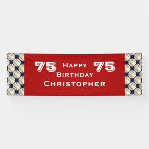 75th Birthday Party, Baseball, Name, Red Banner