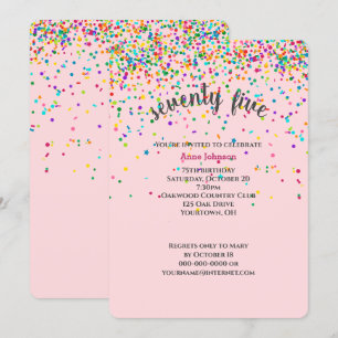 75th Birthday Party confetti Invitation