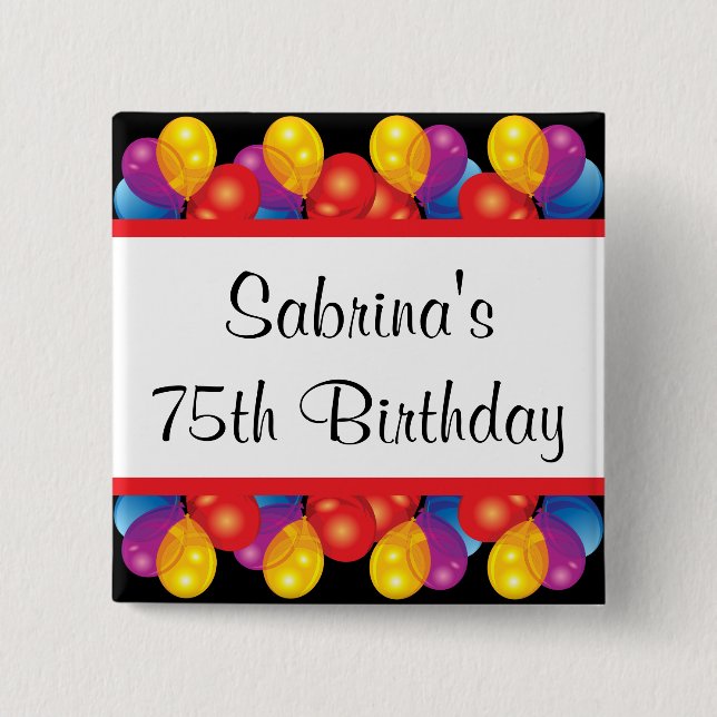 75th Birthday Party | DIY Text 15 Cm Square Badge (Front)