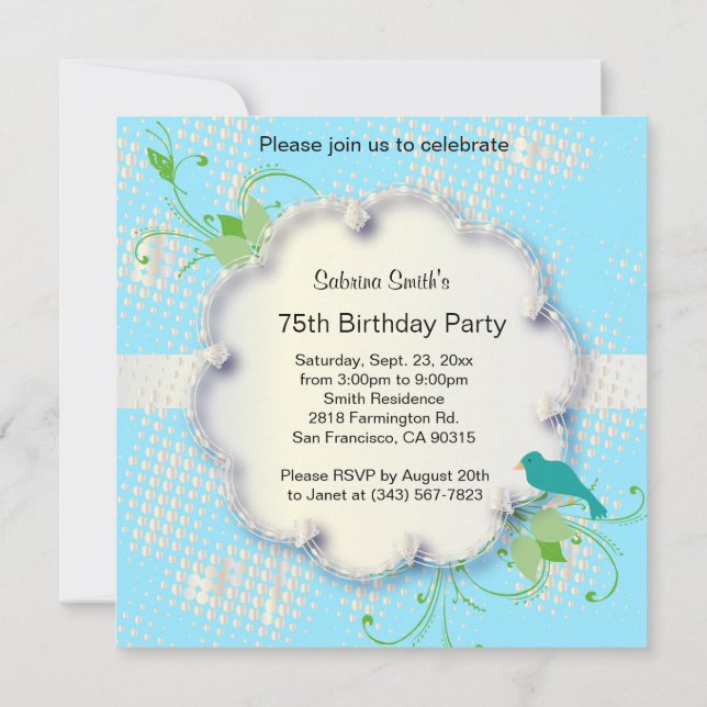 75th Birthday Party | DIY Text Invitation (Back)