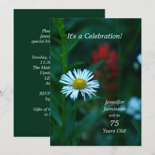 75th Birthday Party Floral White Daisy Flower Invitation