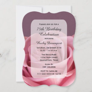 75th Birthday Party Forever Beautiful Rose Invitation