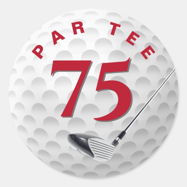 75th Birthday Party Golf Ball Classic Round Sticker (Front)