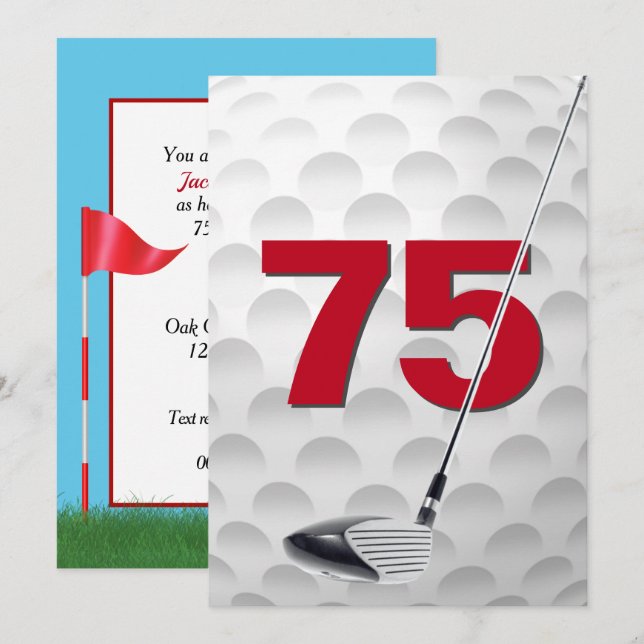75th Birthday Party Golf Theme Invitation (Front/Back)