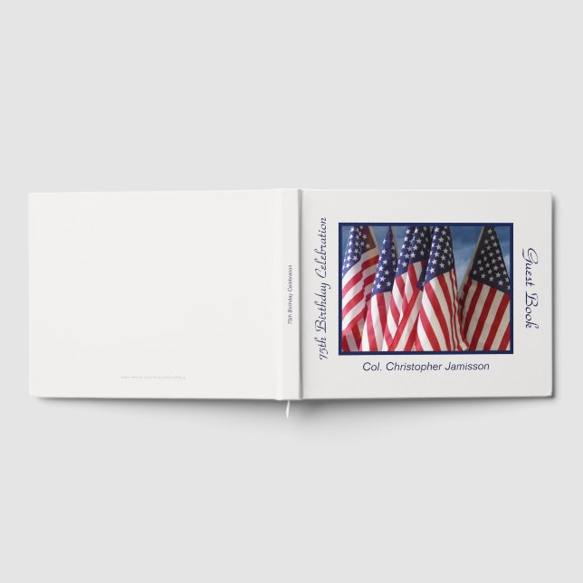 75th Birthday Party Guest Book, American Flags Book (Full)