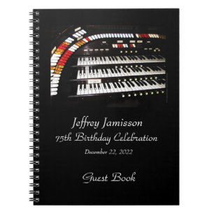 75th Birthday Party Guest Book, Ancient Organ Notebook