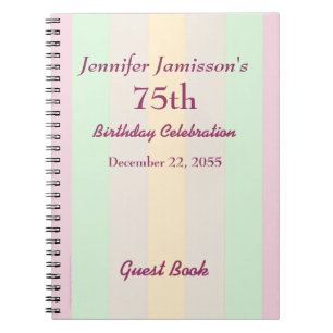 75th Birthday Party Guest Book Pastel Name Spiral