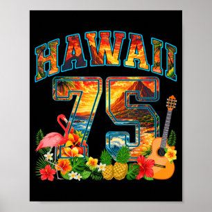 75th Birthday Party Hawaii Tropical Beach Summer Poster
