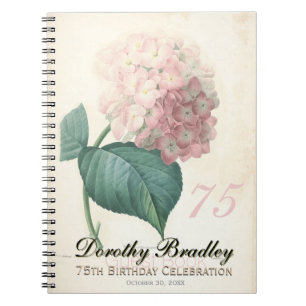 75th Birthday Party Hydrangea Custom Guest Book