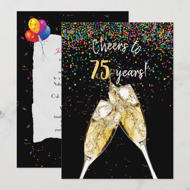 75th Birthday party Invitation (Front/Back)