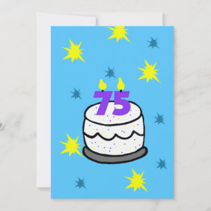 75th Birthday Party Invitation Cake & 75 Candle