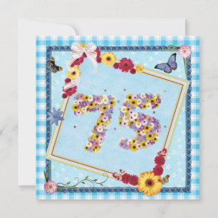75th Birthday party Invitation flowers,butterflies