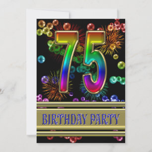 75th Birthday party Invitation with bubbles