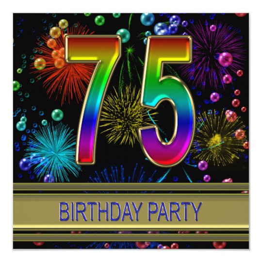75th Birthday party Invitation with bubbles | Zazzle.co.uk