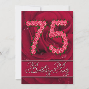 75th birthday party invitation with roses