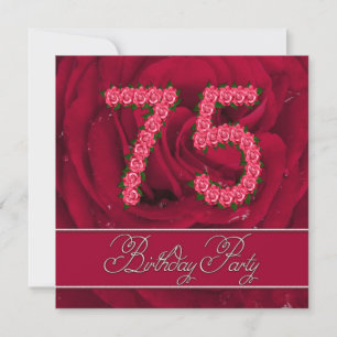 75th birthday party invitation with roses