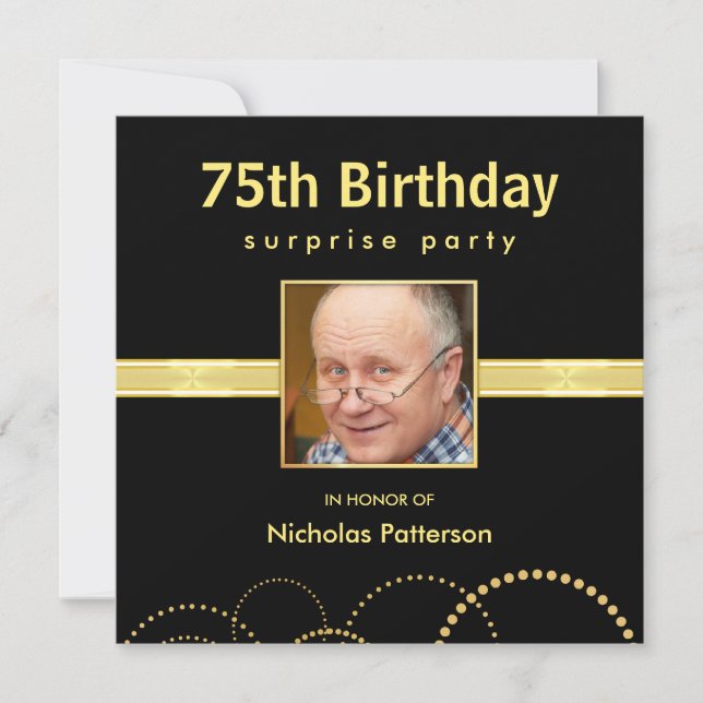 75th Birthday Party Invitations - Custom Photo (Front)