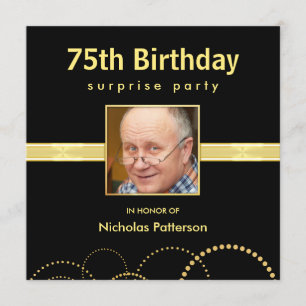 75th Birthday Party Invitations - Custom Photo