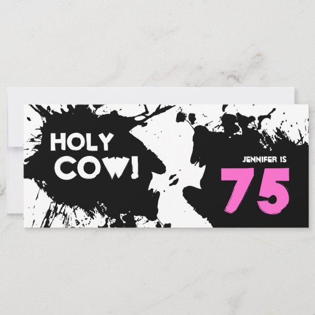 75th Birthday Party Invitations - Holy Cow! (Front)