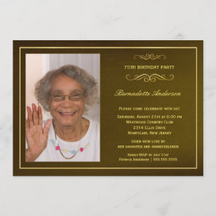 75th Birthday Party Invitations - with photo