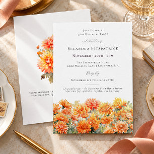 75th Birthday Party November Birth Month Flower Invitation