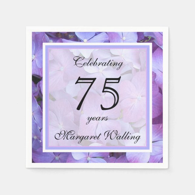 75th Birthday Party Paper Napkins (Front)