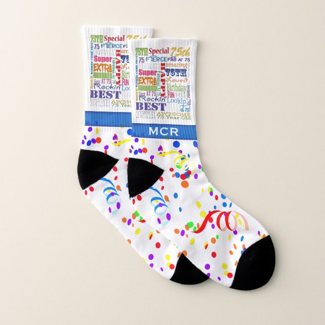 75th Birthday Party Special Personalised Monogram Socks (Pair)