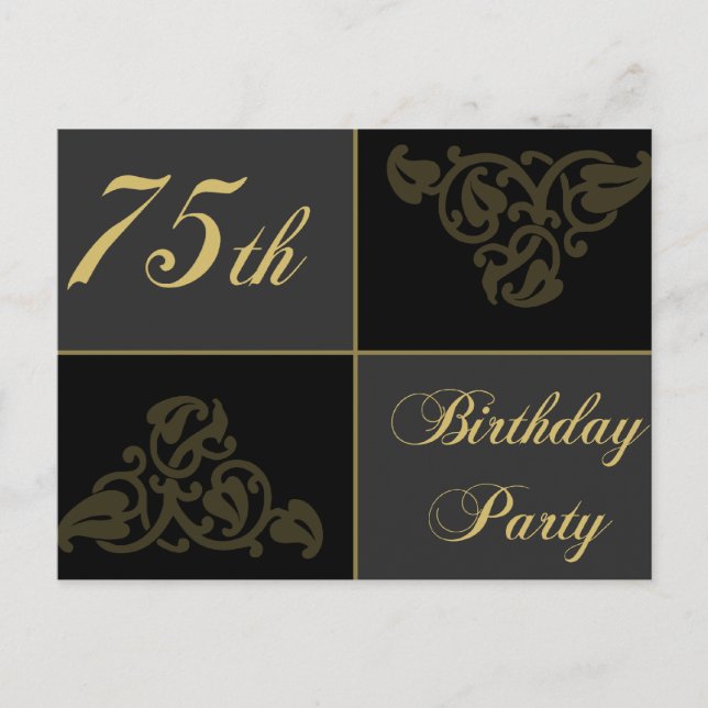 75th Birthday Party supplies Invitation Postcard (Front)