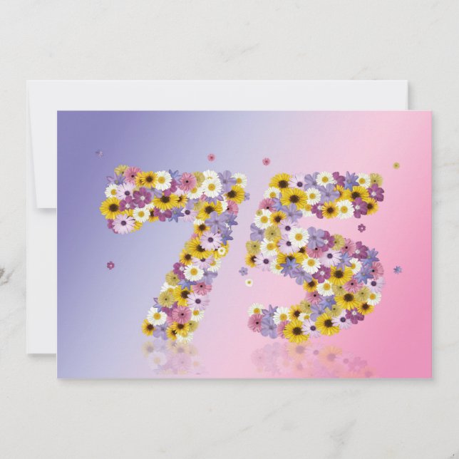 75th Birthday party, with flowered letters Invitation (Front)