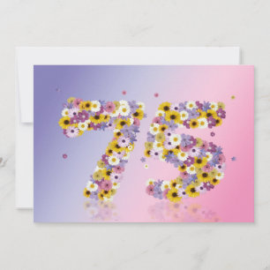75th Birthday party, with flowered letters Invitation