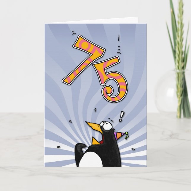 75th Birthday - Penguin Surprise Card (Front)