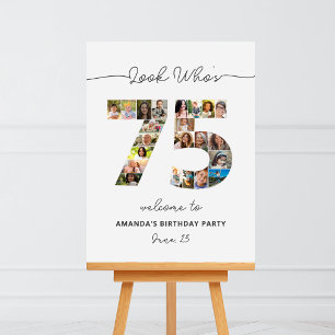 75th Birthday Photo Collage Party Welcome Poster