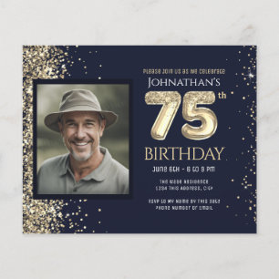 75th Birthday Photo Gold Balloon Paper Sheet