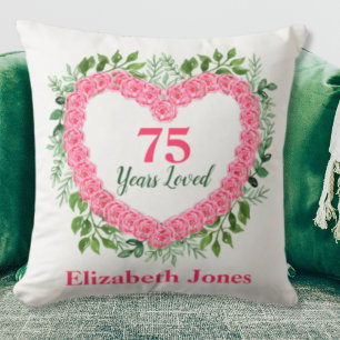 75th Birthday Pillow - 75 Years Loved Design