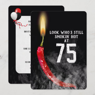 75th Birthday Red Hot Pepper Candle Invitation