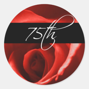 75th Birthday Rose   75th Corporate Anniversary Classic Round Sticker