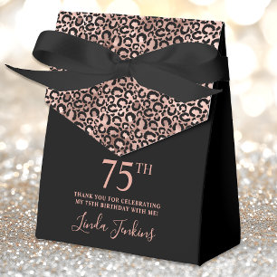 75th Birthday Rose Gold Leopard Print Thank You  Favour Box