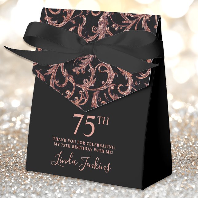 75th Birthday Rose Gold Swirls Thank You  Favour Box (Creator Uploaded)