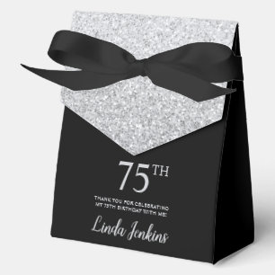 75th Birthday Silver Glitter Thank You Favour Box