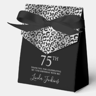 75th Birthday Silver Leopard Print Thank You  Favour Box