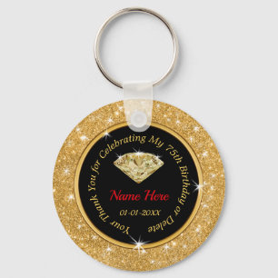 75th Birthday Souvenirs Ideas Personalised for Her Key Ring