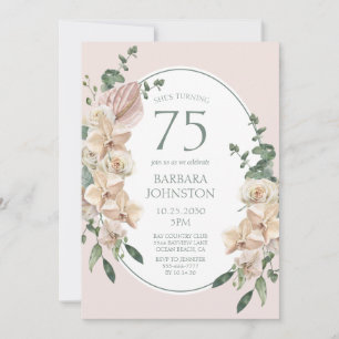 75th Birthday Tropical Floral Invitation