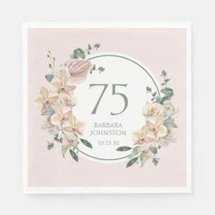 75th Birthday Tropical Floral Napkin