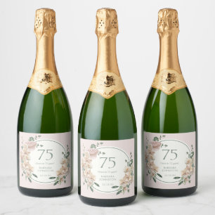 75th Birthday Tropical Floral Sparkling Wine Label