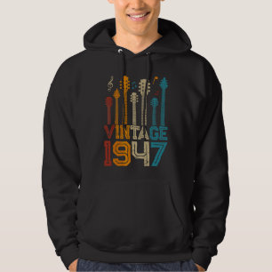 75th Birthday  Vintage 1947 Guitarist Guitar Hoodie
