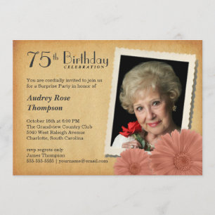 75th Birthday Vintage Daisy Photo Invitations